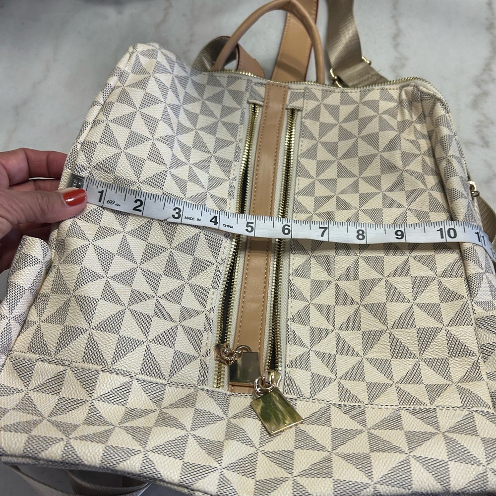 Geometric Patterned Cream Backpack - image 3